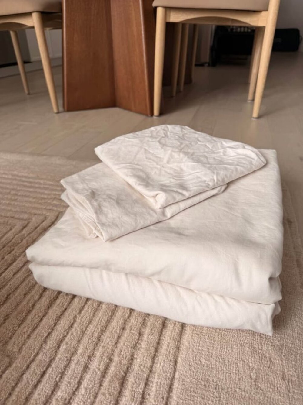 Brooklinen Cream KING Luxe Sateen Core Sheet Set